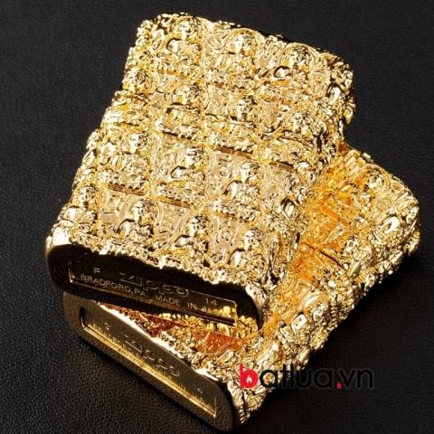 Bật lửa zippo chính hãng đúc tượng phật nổi mạ vàng