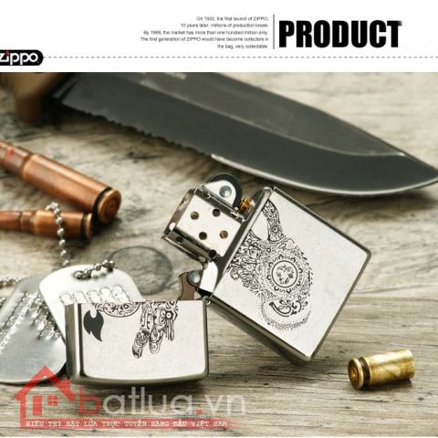 Bật lửa Zippo chính hãng hoa cách điệu hình bàn tay