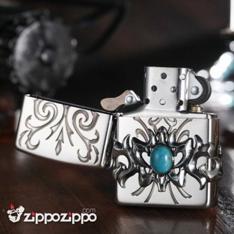 Bật Lửa  Zippo Chính Hãng Họa Tiết Ấn Độ Đính Ngọc