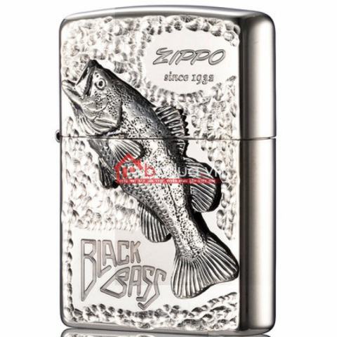 Bật lửa zippo chính hãng họa tiết cá bạc cổ Black Bass