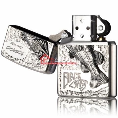 Bật lửa zippo chính hãng họa tiết cá bạc cổ Black Bass