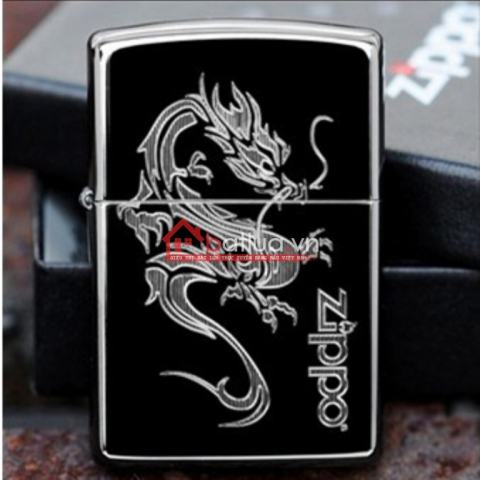 Bật lửa zippo chính hãng họa tiết Dragon đen