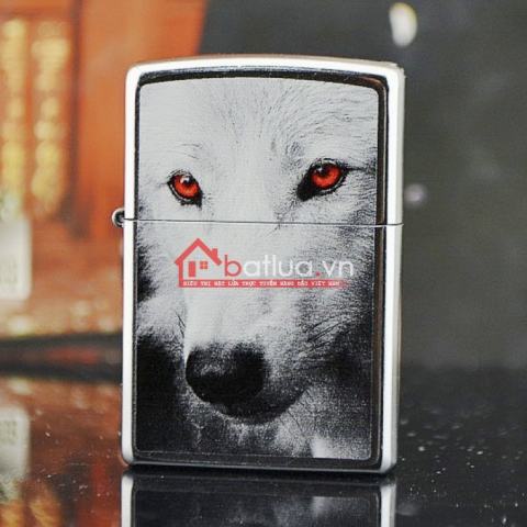 Bật lửa zippo chính hãng họa tiết mắt sói đỏ 2015