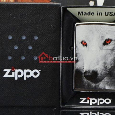 Bật lửa zippo chính hãng họa tiết mắt sói đỏ 2015