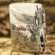 Bật lửa zippo chính hãng họa tiết ngựa thiên thần cạnh sườn phiên bản bạc