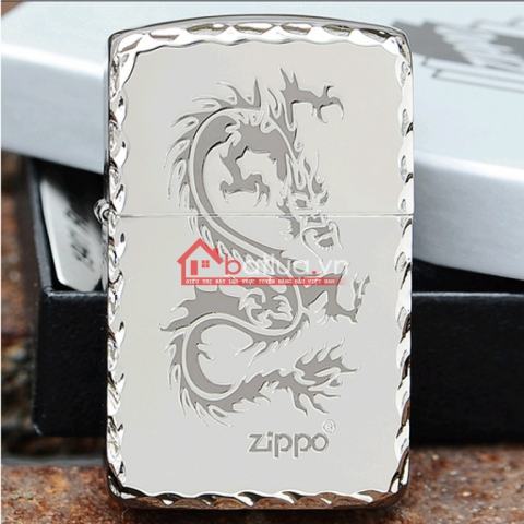 Bật lửa zippo chính hãng họa tiết rồng 1941 phiên bản bạc