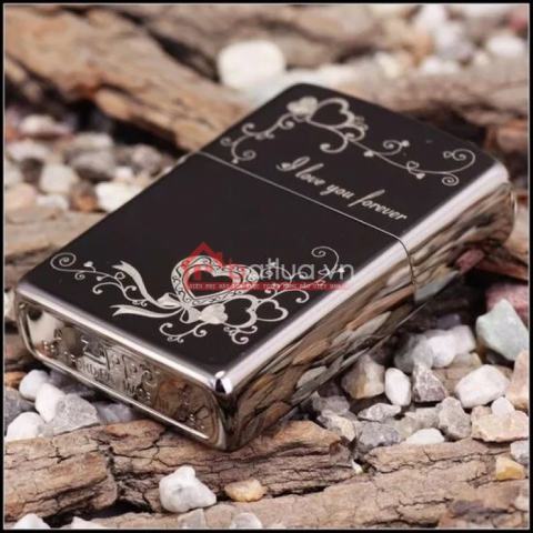 Bật lửa zippo chính hãng Hoa văn I love You