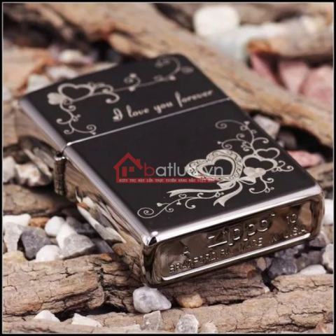 Bật lửa zippo chính hãng Hoa văn I love You