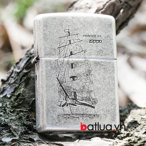 Bật lửa Zippo chính hãng khắc hình chiếc thuyền