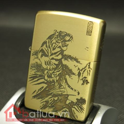 Bật lửa Zippo chính hãng khắc hình Hổ dũng mãnh