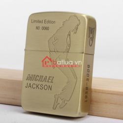 Bật lửa zippo chính hãng khắc hình Michael Jackson đồng xước - Mã SP: BL09908