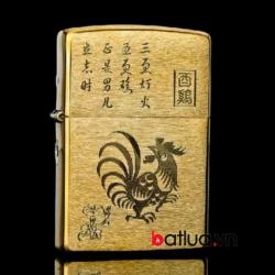 Bật lửa zippo chính hãng khắc hoa văn con gà - Mã SP: BL03105