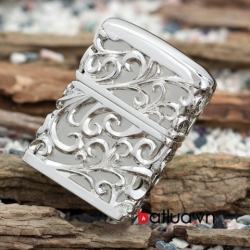 Bật lửa Zippo chính hãng mạ bạc họa tiết bao quanh - Mã SP: ZPC1228