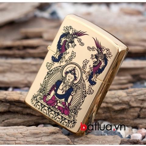 Bật lửa zippo chính hãng mạ vàng đức phật Thích Ca Mâu Ni K24GP Ver 1