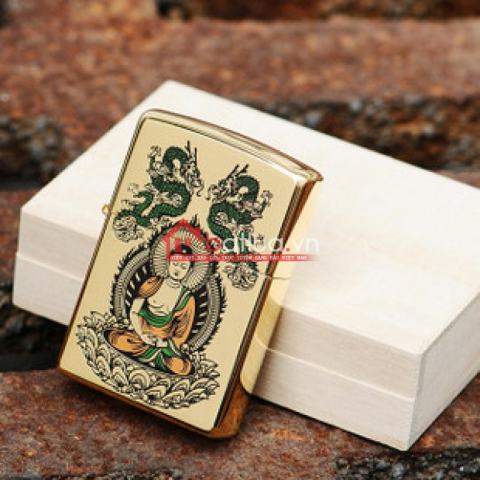 Bật lửa zippo chính hãng mạ vàng đức phật Thích Ca Mâu Ni K24GP