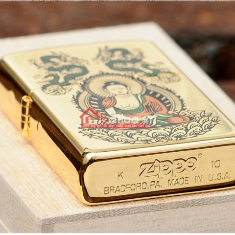 Bật lửa zippo chính hãng mạ vàng đức phật Thích Ca Mâu Ni K24GP