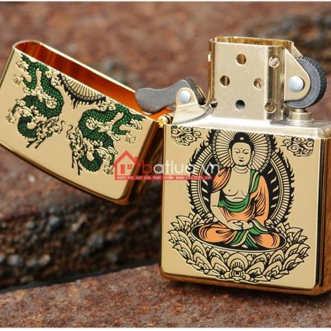 Bật lửa zippo chính hãng mạ vàng đức phật Thích Ca Mâu Ni K24GP