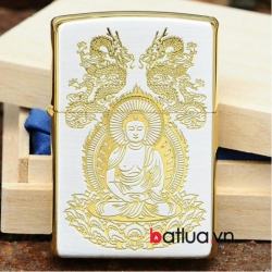 Bật lửa zippo chính hãng mạ vàng đức phật Thích Ca Mâu Ni rồng - Mã SP: BL10047