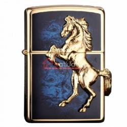 Bật lửa Zippo chính hãng mặt xanh mạ vàng khắc nổi - Mã SP: BL09972