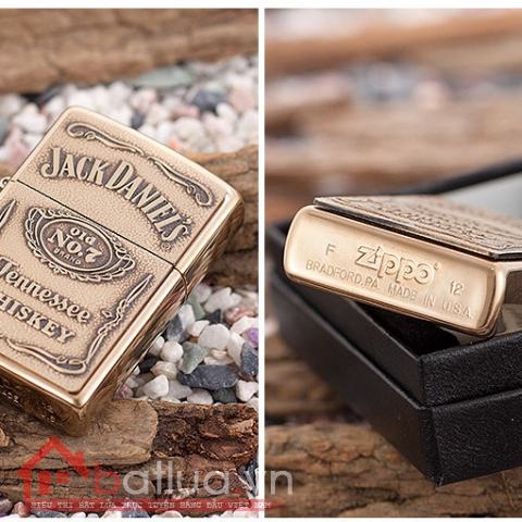 Bật lửa Zippo chính hãng mẫu đồng thương hiệu rượu vang Jack Daniels