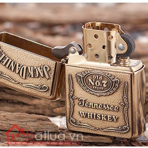 Bật lửa Zippo chính hãng mẫu đồng thương hiệu rượu vang Jack Daniels