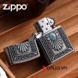 Bật lửa zippo chính hãng nam ngọc mầu xanh hoa văn tinh tế