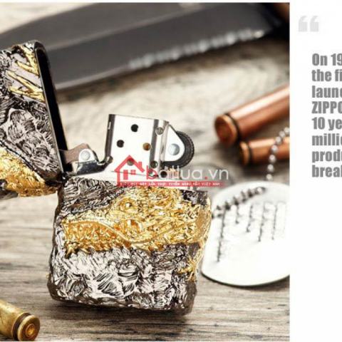 Bật lửa zippo chính hãng nguyên 1 con rồng ác vàng quấn quanh JZ39680