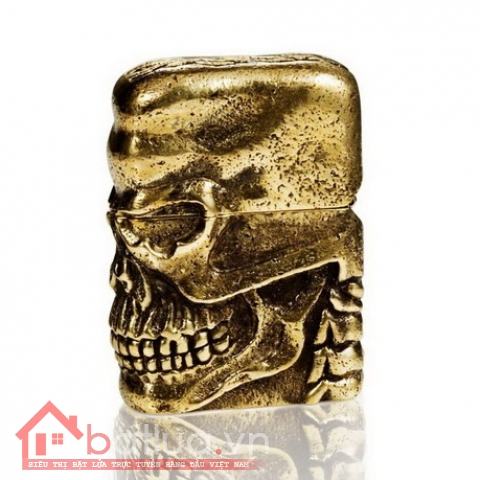 Bật lửa Zippo chính hãng nguyên khối đúc đồng hình đầu lâu