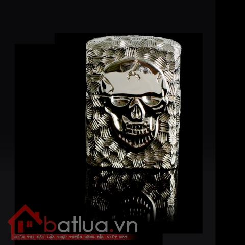 Bật lửa Zippo chính hãng nguyên khối đúc hình đầu lâu mặt kia xương tréo