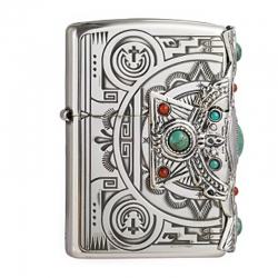 Bật lửa Zippo chính hãng Bạc nguyên khối đính Ngọc