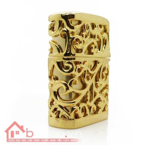 Bật lửa Zippo Chính hãng nhật vàng Regalia với hoạ tiết hoa văn đặc sắc