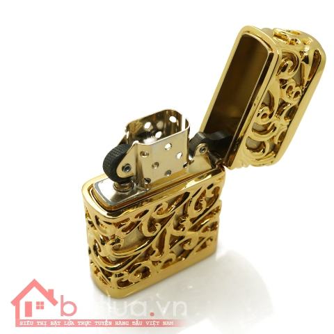 Bật lửa Zippo Chính hãng nhật vàng Regalia với hoạ tiết hoa văn đặc sắc