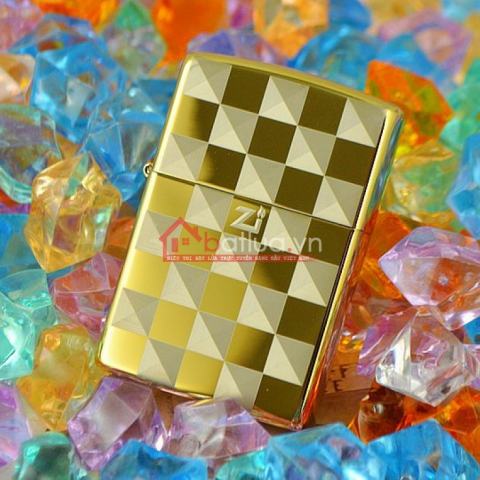 Bật lửa Zippo chính hãng ô vuông caro vàng