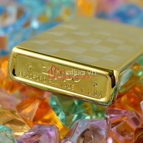 Bật lửa Zippo chính hãng ô vuông caro vàng