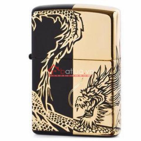 Bật lửa Zippo chính hãng Original Vàng đen Rồng bao quanh