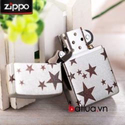 Bật lửa Zippo chính hãng phiên bản cát satin hoa văn sao - Mã SP: BL00444