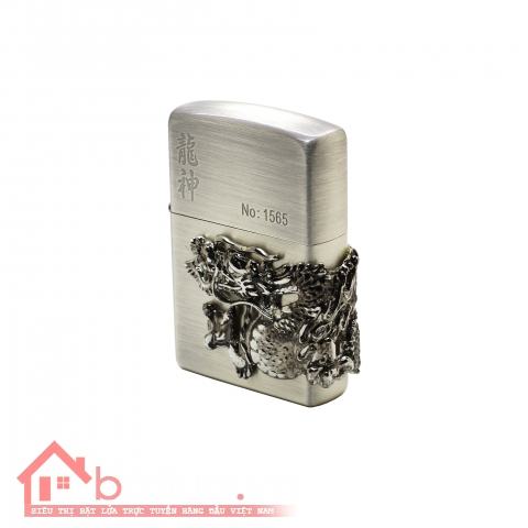 Bật lửa Zippo chính hãng phiên bản đặc biệt Rồng mạ bạc nổi