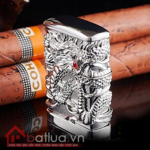 Bật lửa Zippo chính hãng rồng bạc quấn quanh