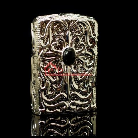 bật lửa zippo chính hãng sang trọng đính ngọc họa tiết hoa văn tinh xảo