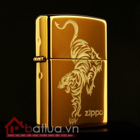 Bật lửa Zippo chính hãng vàng ìn hình hổ