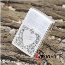 Bật lửa Zippo chính hãng xước trái tim love forever - Mã SP: BL10131