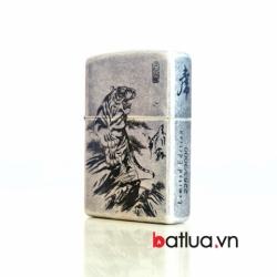 Bật lửa Zippo cổ bạc khắc hổ 3000 - Mã SP: ZPC0846