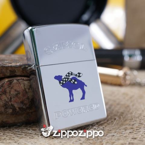 bật lửa zippo cổ mầu bạc khắc camel