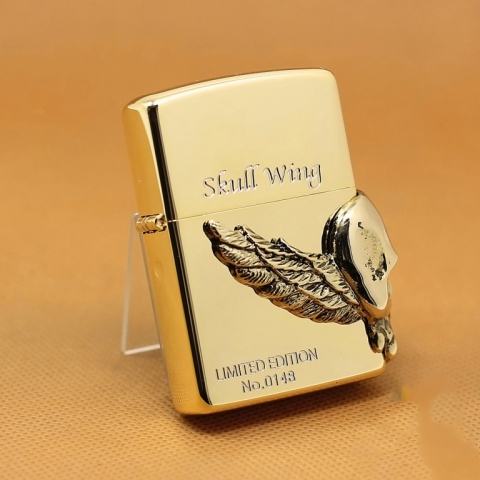 Bật lửa zippo Đầu lâu -  skull wing mạ vàng  phiên bản Limited