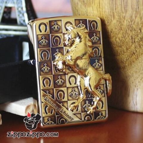 Bật lửa Zippo đồng cổ khắc hình ngựa