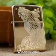 bật lửa zippo đồng khắc cá chép