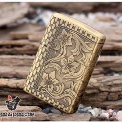 Bật lửa Zippo đồng khắc hoa ban dầu hai mặt - Mã SP: ZPC0958