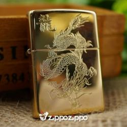 bật lửa zippo đồng khắc hoa văn rồng - Mã SP: ZPC1479