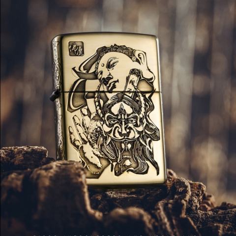 Bật lửa Zippo đồng khắc Phật và Quỷ Vỏ Dày