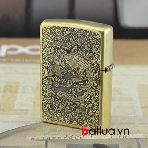 Bật lửa zippo đồng khắc rồng phượng